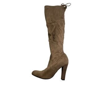 Steve Madden Gorgeous High Heel Boots Over The Knee Brown Fabric Soft Size 8